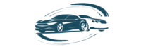blue and white modern illustrative car rent logo
